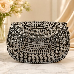 Vintage Bohemian Rhinestone Evening Clutch <b>Bag</b> with Velvet Lining Chain Strap Waterproof Shoulder Handbag <b>for</b> Party <b>Wedding</b> - Product Image 2