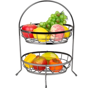 Cesta de frutas rectangular de metal de 2 niveles, soporte de almacenamiento de frutas para escritorio, cesta de frutas para organizar la cocina, precio razonable - Product Image 2