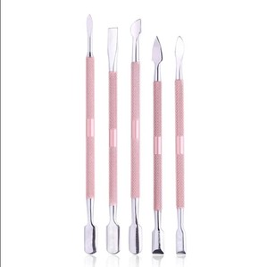 เครื่องมือดันหนังกำพร้าโลหะทนทานขอบสีเงิน พร้อมด้ามจับแบบมีลายเพื่อการทำความสะอาดและตกแต่งเล็บอย่างง่ายดาย - Product Image 1