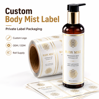 Label Pola Mandala Foil Emas Kustom Stiker Logo Kustom Tahan Air untuk Botol Body Mist Kaca Amber