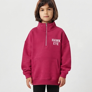 Custom Unisex Kid <b>Hoodie</b> And Sweatshirt Half Zip Drop Shoulder <b>Hoodie</b> Leisure Top Solid <b>Pink</b> Color Sweatshirt For Unisex - Product Image 3