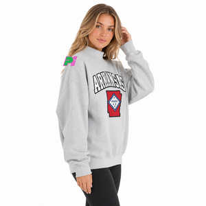 Sudadera de cuello alto para mujer, gris, con estampado del mapa del estado de Arkansas, corte regular, para otoño, con diseño de letras - Product Image 3