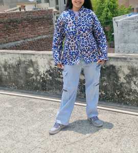 Short Layering Bomber <b>Jacket</b> Front Pockets Winter Handmade <b>Quilted</b> Cotton Reversible Block Printed Leopard <b>Pattern</b> Hooded - Product Image 3