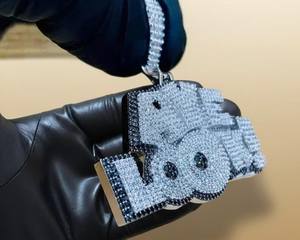 Colgante de Letra Personalizado Iced Out de Plata de Ley 925 con Moissanita VVS, Colgante Hip Hop Bicolor para Hombre - Product Image 5