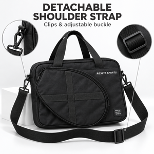 Bolsa Negra Personalizada para Raqueta de Squash con Compartimento Frontal Curvo con Cierre, Asas Dobles y Correa de Hombro Ajustable para Entrenamiento - Product Image 4