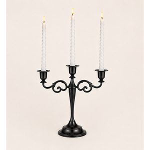 Wholesale Elegant <b>Black</b> <b>Candelabra</b> 3 Arm Candle Holder Metal Candlestick Stand for Wedding Centerpieces Gothic Table Decor - Product Image 1
