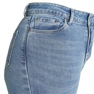Vente en gros de jeans élastiques et extensibles personnalisés pour femmes pantalons de couleur simple à taille moyenne pantalons crayon pour femmes jeans skinny pantalons en denim bas à quantité minimale de commande - Product Image 6