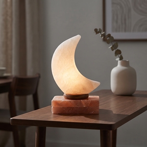Lampe en forme de lune en sel blanc, cristal himalayen naturel, lumière d'ambiance nocturne pour la décoration de la maison et de la chambre - Product Image 3