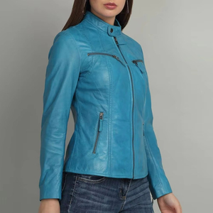 Chaqueta de cuero para mujer, diseño único y popular, chaqueta de cuero sólida para mujeres y niñas, diseño OEM con logotipo. - Product Image 4