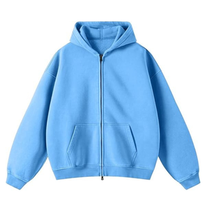 Sweat-shirt unisexe à capuche zippé, coupe oversize, couleur unie, en polaire, décontracté, pour l'automne, coupe classique, avec poches. - Product Image 1