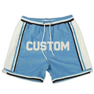 Custom Men's Cotton <b>Shorts</b> Solid Color Drawstring Waist Casual Sport Style Breathable Front Letter Printing - Product Image 3