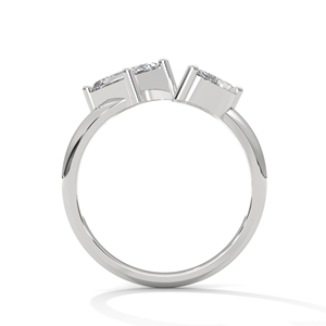 Anillo de Diamante Cultivado en Laboratorio con Corte Esmeralda y Corte Marquesa, Acabado en Oro Rosa de 10K, Banda Abierta, Joyería de Compromiso para Mujer - Product Image 2