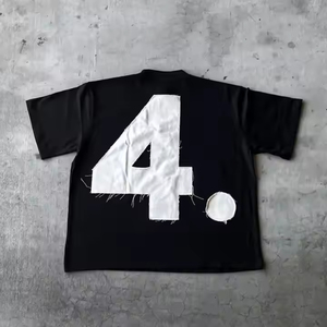 Short Sign Customizable Front 240gsm 100% Cotton Men O-Neck Regular Fit Casual Silk Screen Printing Letter Worsted Premium - Product Image 4