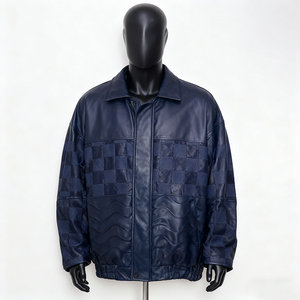 Veste d'hiver décontractée pour homme en cuir véritable de qualité supérieure, épaisse, vintage, réversible, col rabattable, style motard, avec logo personnalisé - Product Image 4