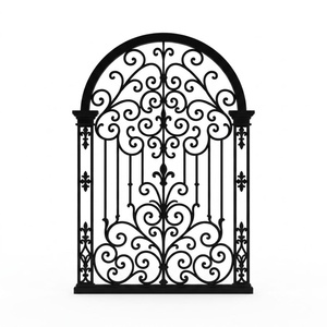 Décoration murale moderne en fer, panneau rectangulaire gravé motif fleur de lys, surface embossée pour portail - Product Image 1