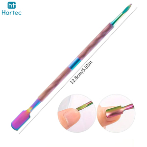 High-Quality Newest Complete <b>Nail</b> Art Grooming Set Professional Grade Cuticle Pushers and Scrapers Rainbow Titanium Coating - Product Image 6