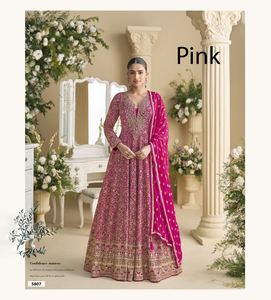 Moda de moda india para mujer vestido Kurti bordado Anarkali de red pesada larga con Dupatta traje de fiesta de boda para niñas - Product Image 1