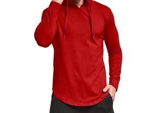 Sudadera con Capucha para Hombre, Manga Larga, Fácil de Usar, Color Rojo Sólido, Tejido de Punto, 100% Algodón, Felpa, 300g, Transpirable, Informal, para Otoño - Product Image 6