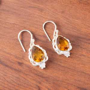Citrine <b>Earrings</b> Sterling Silver <b>Earrings</b> Women Jewelry <b>Handmade</b> <b>Earrings</b> Gift For Her Elegant Jewelry Fashion Accessories - Product Image 4