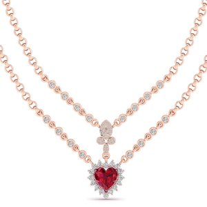 Prix de gros usine REYES Collier pendentif en argent sterling 925 avec moissanite et pierre précieuse rubis taille cœur 3,5 carats, Bijoux fins - Product Image 1