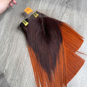 Paquets de cheveux vierges vietnamiens super doublement étirés et fermeture Orange Tip Ombre Brown Color Mirror Bone Straight - Product Image 5