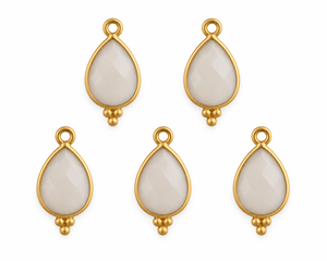 Pendentif en pierre de lune blanche en forme de poire, serti clos, facetté, connecteur pour la création de bijoux - Product Image 2