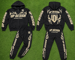 Ensemble de survêtement personnalisé noir pour homme avec impression en relief, sweat à capuche zippé et pantalon de jogging, style streetwear et sportswear épais - Product Image 6