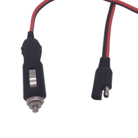 Kabel Harness Sepeda Motor Tahan Air 2 Pin Connector 18 Awg SPT-2 Male Cigarette Plug Kabel Daya Listrik Hitam 300V 610mm