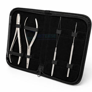 Kit de 4 Herramientas de Acero Inoxidable para Extensiones de Cabello, Dos Pinzas de 7 Pulgadas, Agujas de Bucle/Extracción para Instalación de Microperlas - Product Image 1