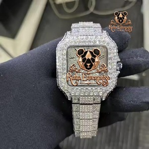 นาฬิกาข้อมือผู้ชาย Ruha Enterprise Luxury Square Moissanite สแตนเลสสตีล ระบบอนาล็อก ควอตซ์ - Product Image 4