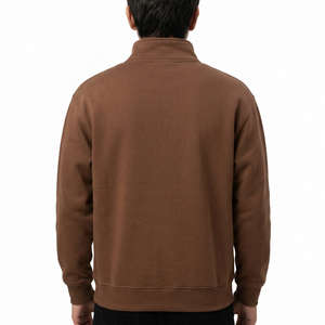 Sweat-shirt personnalisé pour homme avec fermeture éclair quart de tour, en mélange de coton et polaire brossée, coupe classique, col montant, vêtement de sport décontracté - Product Image 2