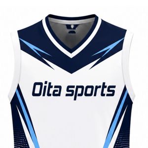 Blue White Volleyball Sleeveless Shirt Sports Team Apparel Athletic Uniform Top Practice Training Match Wear - Product Image 6