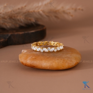 Marquise And Round Lab Grown Diamond Full Eternity Band 14K Solid Gold Anniversary <b>Stacking</b> Wedding <b>Rings</b> For Women - Product Image 1