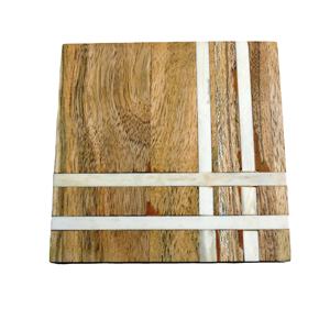 <b>White</b> Marble & Acacia Wood Stone <b>Coasters</b> Mat Pad High Quality Handmade Product Made in India - Product Image 1