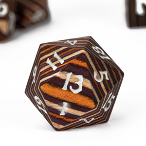 Ensemble de dés polyédriques en bois naturel à rayures arc-en-ciel avec logo personnalisé pour les jeux de rôle, pour Dungeons & Dragons - Product Image 5