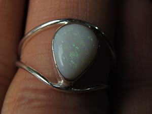 Australian <b>Opal</b> Gemstone Ring-Silver Wedding Band-Solid <b>Opal</b>-5 US Size-Handmade Classic Jewelry <b>Gift</b> for Her - Product Image 6
