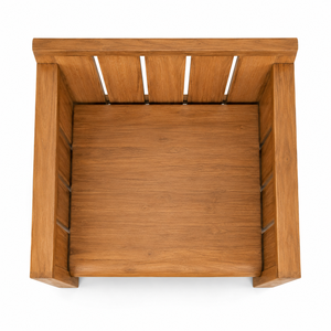 Chaise de jardin d'extérieur confortable, durable, en teck massif, imperméable, avec cadre à lattes verticales larges |   Fauteuil de patio moderne pour villa - Product Image 4