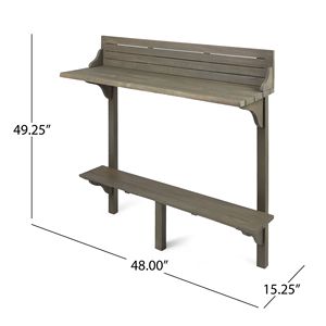 Tavolo da Bar per Balcone in Legno di Acacia con Finitura Grigia, Prodotto Elegante e Durevole - Product Image 4