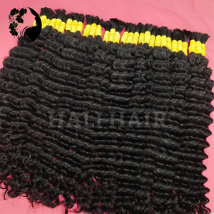 Hali Hair Cabello Humano a Granel Ondulado Profundo para Trenzar, Rizado Profundo, Doble Trama a Máquina, Extensiones de Cabello Remy Brasileño 100 Gramos Teñido - Product Image 5