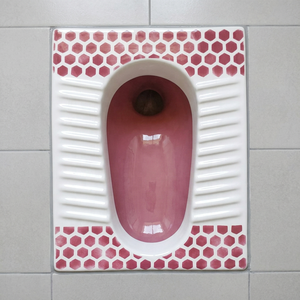 Modern Red Art Double Color <b>Ceramic</b> Squat Toilet <b>Pan</b> Orissa Eastern Sanitary Ware Indian Designer WC Export - Product Image 3
