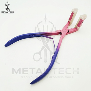 Pince à ruban adhésif pour extensions capillaires dégradé rose-violet, structure métallique lisse, mâchoires en silicone souple, pince de pressage pour sceller les bandes - Product Image 3