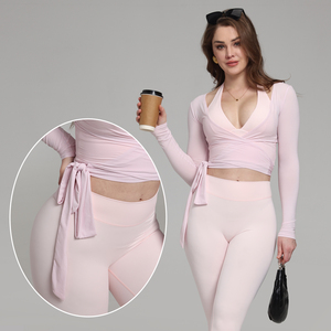 Women's Fitness Apparel Seamless Solid Colors <b>Yoga</b> Shirt Long Sleeve Workout Crop Tops Gym Quick Dry Breathable <b>Yoga</b> <b>Sets</b> - Product Image 1