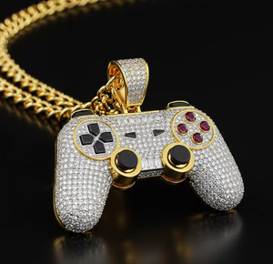 Collar con Colgante de Control de Videojuegos, Amuleto de Cristal, Cadena de Eslabones Estilo Hip Hop, Plata 925, Chapado en Oro y Rodio, Joyería Unisex para Fiestas - Product Image 4
