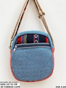 Eco-Friendly Hemp and Cotton <b>Canvas</b> Crossbody Sling <b>Bag</b> with Boho Stripes Daily Casual Crossbody - Product Image 3