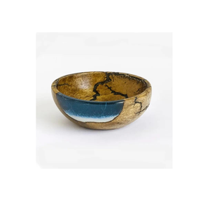 Bol de service artisanal en résine et bois de couleur verte, pour la décoration de la maison, utilisé comme ustensile de cuisine, pour servir des aliments, des nouilles ou des salades. - Product Image 3