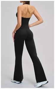 Leggings de yoga sur mesure pour femmes, taille élastique très extensible, coupe ample à jambe large, style pantalon sur bottes, vente en gros - Product Image 2