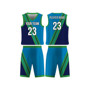 Ensemble de maillots de basket personnalisés, col en V, sans manches, impression sublimée, bleu vert, vêtements d'équipe unisexes, adulte, coupe athlétique, évacuation de l'humidité - Product Image 1