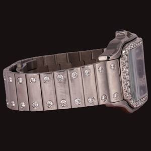 Hermoso Reloj de Pulsera Personalizado con Diamantes de Moissanita, Caja Cuadrada con Bisel, Color Azul, Números Romanos, Fecha Automática, Brillante - Product Image 4