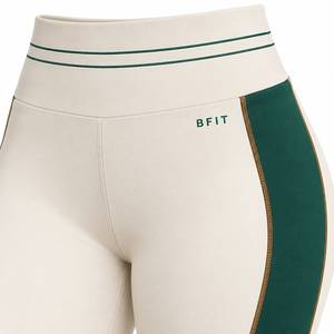 Women's High Waisted Colorblock <b>Leggings</b> With Green <b>Stripe</b> Sporty Full Length Stretch Knitted Workout Pants - Product Image 5