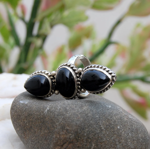 Bague ovale naturelle en onyx noir, argent sterling 925, faite à la main, pierre précieuse, pour femme - Product Image 5